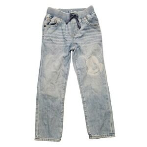 Gap‎ Kids Boys Light Wash Denim Jeans Mickey Mouse Graphic Pull On Waist size 5y